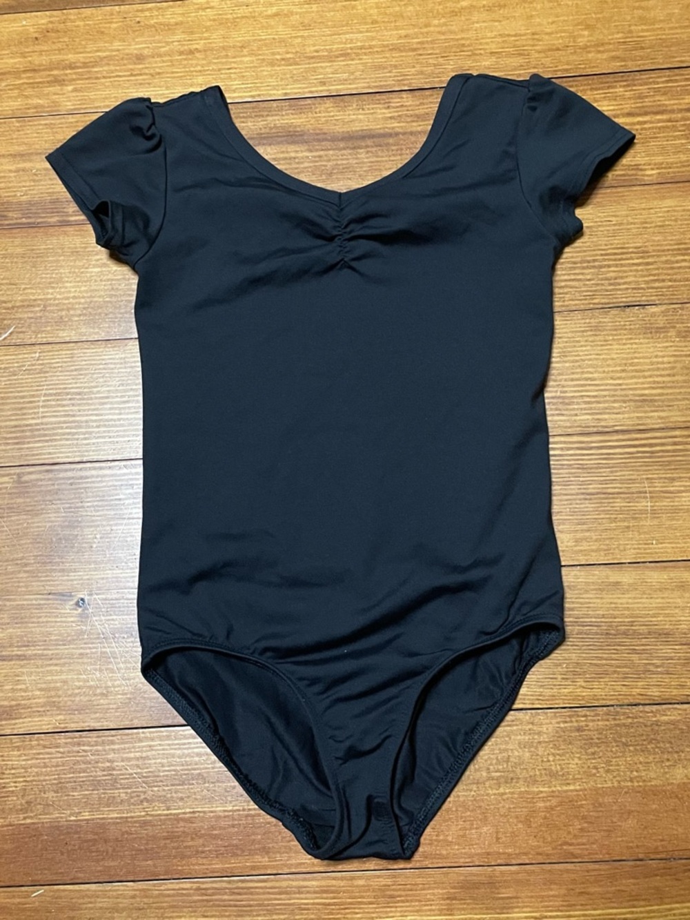 Danskin Black Short Sleeve Girls Dance Leotard Bodysuit Size 6